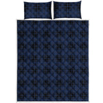 Blue And Black Tartan Pattern Print Quilt Bed Set