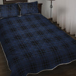 Blue And Black Tartan Pattern Print Quilt Bed Set