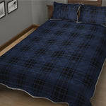 Blue And Black Tartan Pattern Print Quilt Bed Set