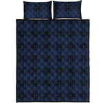 Blue And Black Tartan Pattern Print Quilt Bed Set