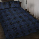 Blue And Black Tartan Pattern Print Quilt Bed Set