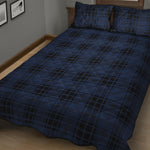 Blue And Black Tartan Pattern Print Quilt Bed Set