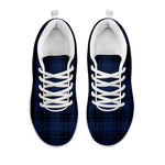 Blue And Black Tartan Pattern Print White Sneakers