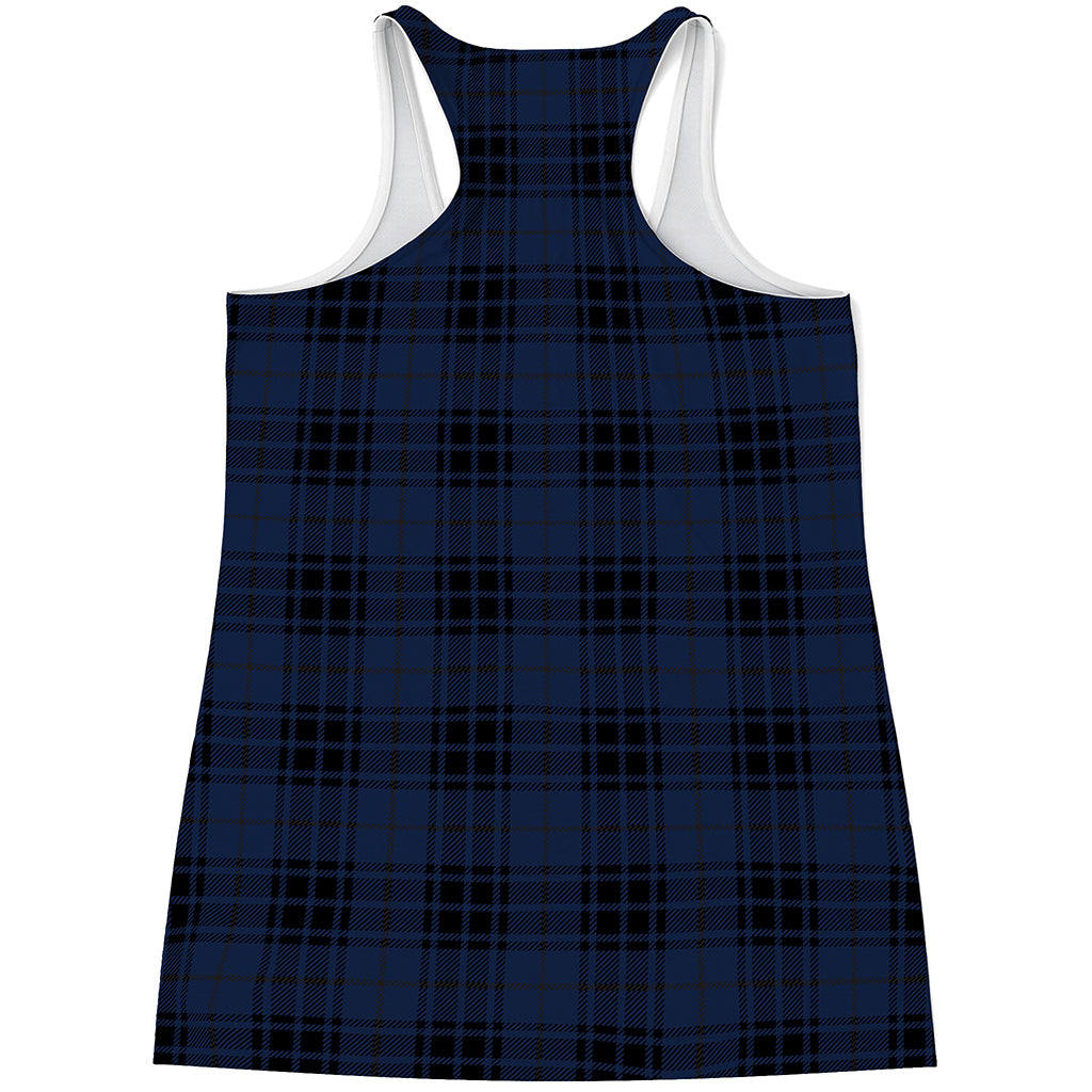 Blue And Black Tartan Pattern Print Women's Racerback Tank Top