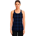 Blue And Black Tartan Pattern Print Women's Racerback Tank Top