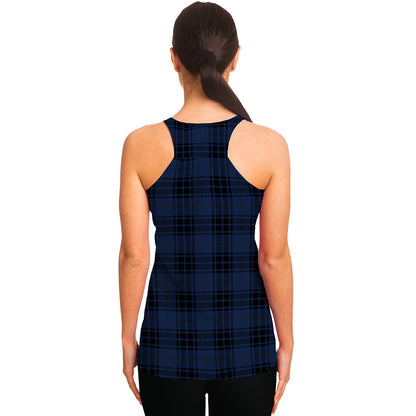 Blue And Black Tartan Pattern Print Women's Racerback Tank Top