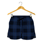 Blue And Black Tartan Pattern Print Women's Shorts