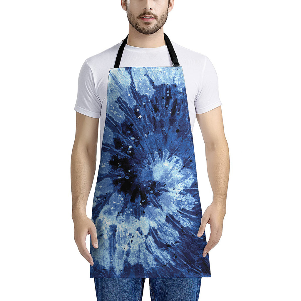 Blue And Black Tie Dye Print Apron