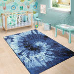 Blue And Black Tie Dye Print Area Rug