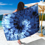 Blue And Black Tie Dye Print Beach Sarong Wrap