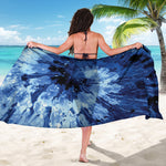 Blue And Black Tie Dye Print Beach Sarong Wrap