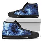 Blue And Black Tie Dye Print Black High Top Shoes
