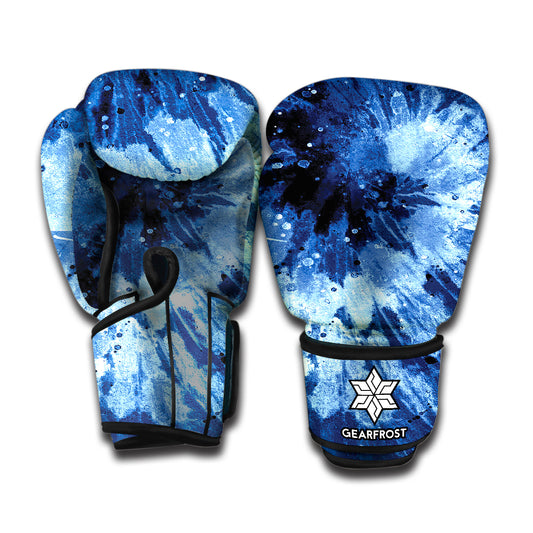 Blue And Black Tie Dye Print Boxing Gloves