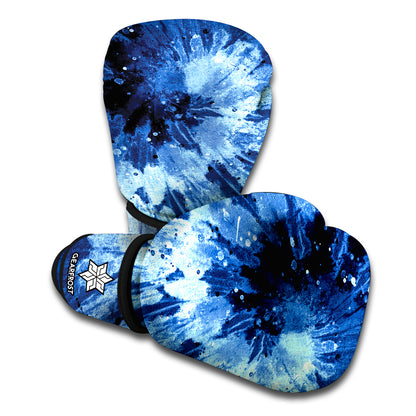 Blue And Black Tie Dye Print Boxing Gloves