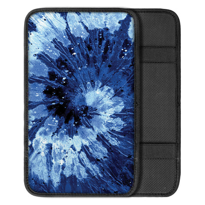 Blue And Black Tie Dye Print Car Center Console Cover