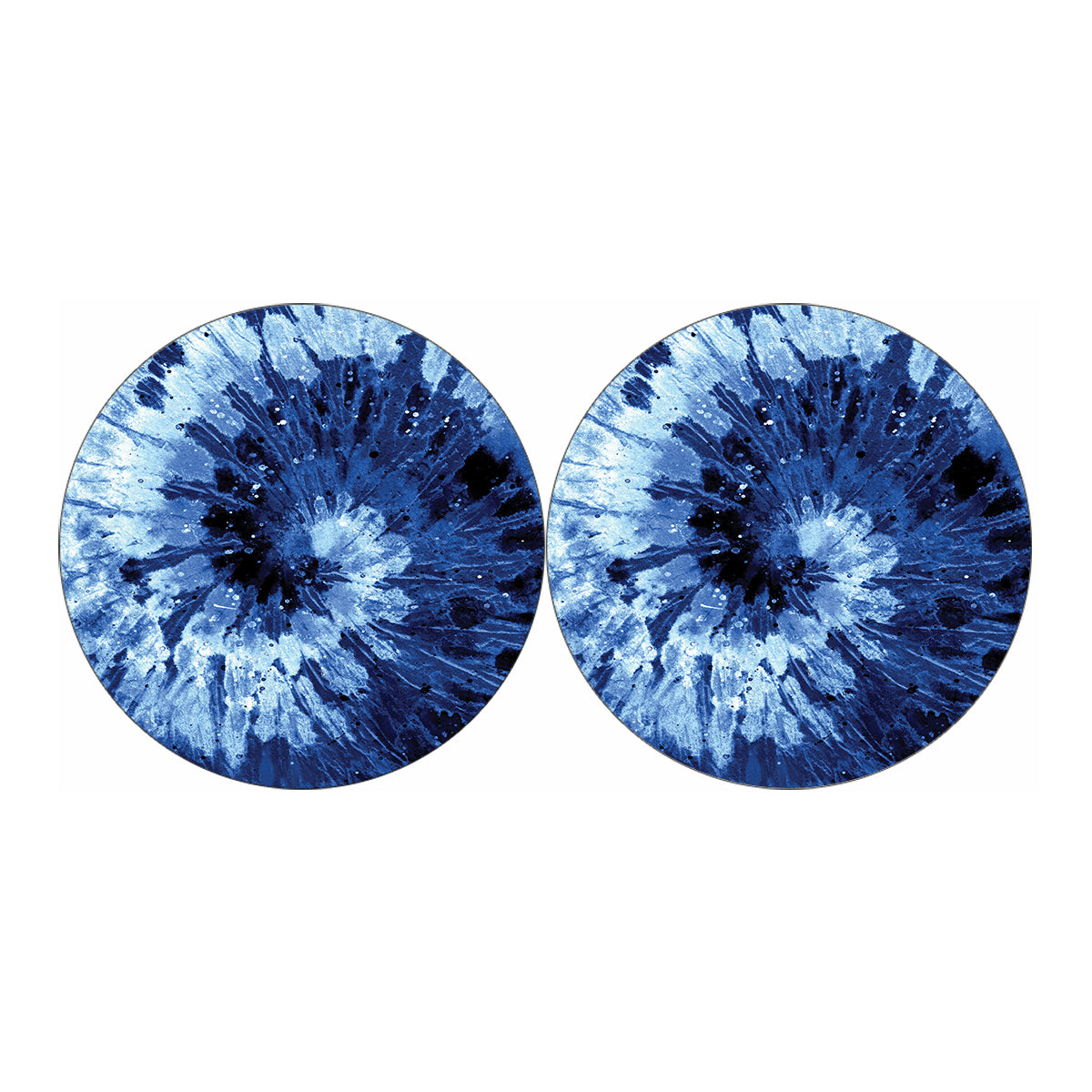 Blue And Black Tie Dye Print Car Coasters