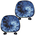 Blue And Black Tie Dye Print Car Headrest Covers