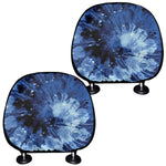Blue And Black Tie Dye Print Car Headrest Covers