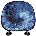 Blue And Black Tie Dye Print Car Headrest Covers