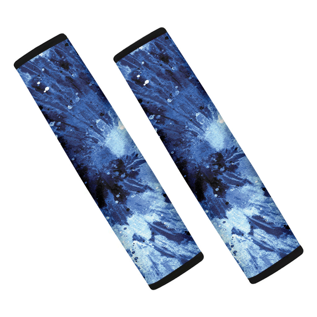 Blue And Black Tie Dye Print Car Seat Belt Covers