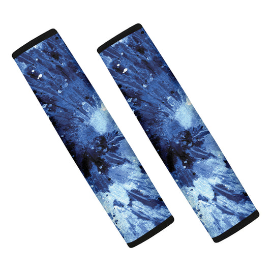 Blue And Black Tie Dye Print Car Seat Belt Covers