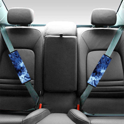 Blue And Black Tie Dye Print Car Seat Belt Covers