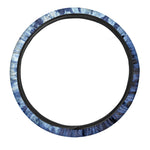 Blue And Black Tie Dye Print Car Steering Wheel Cover