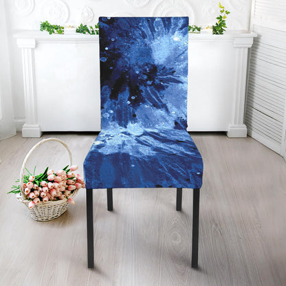 Blue And Black Tie Dye Print Dining Chair Slipcover