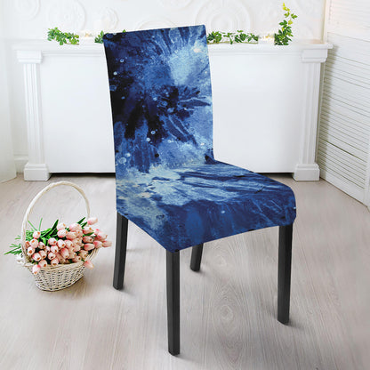 Blue And Black Tie Dye Print Dining Chair Slipcover