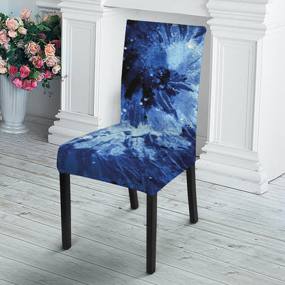 Blue And Black Tie Dye Print Dining Chair Slipcover