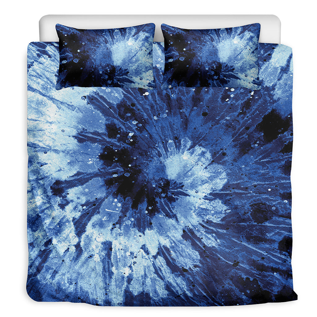 Blue And Black Tie Dye Print Duvet Cover Bedding Set