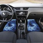 Blue And Black Tie Dye Print Front and Back Car Floor Mats