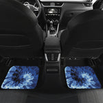 Blue And Black Tie Dye Print Front and Back Car Floor Mats