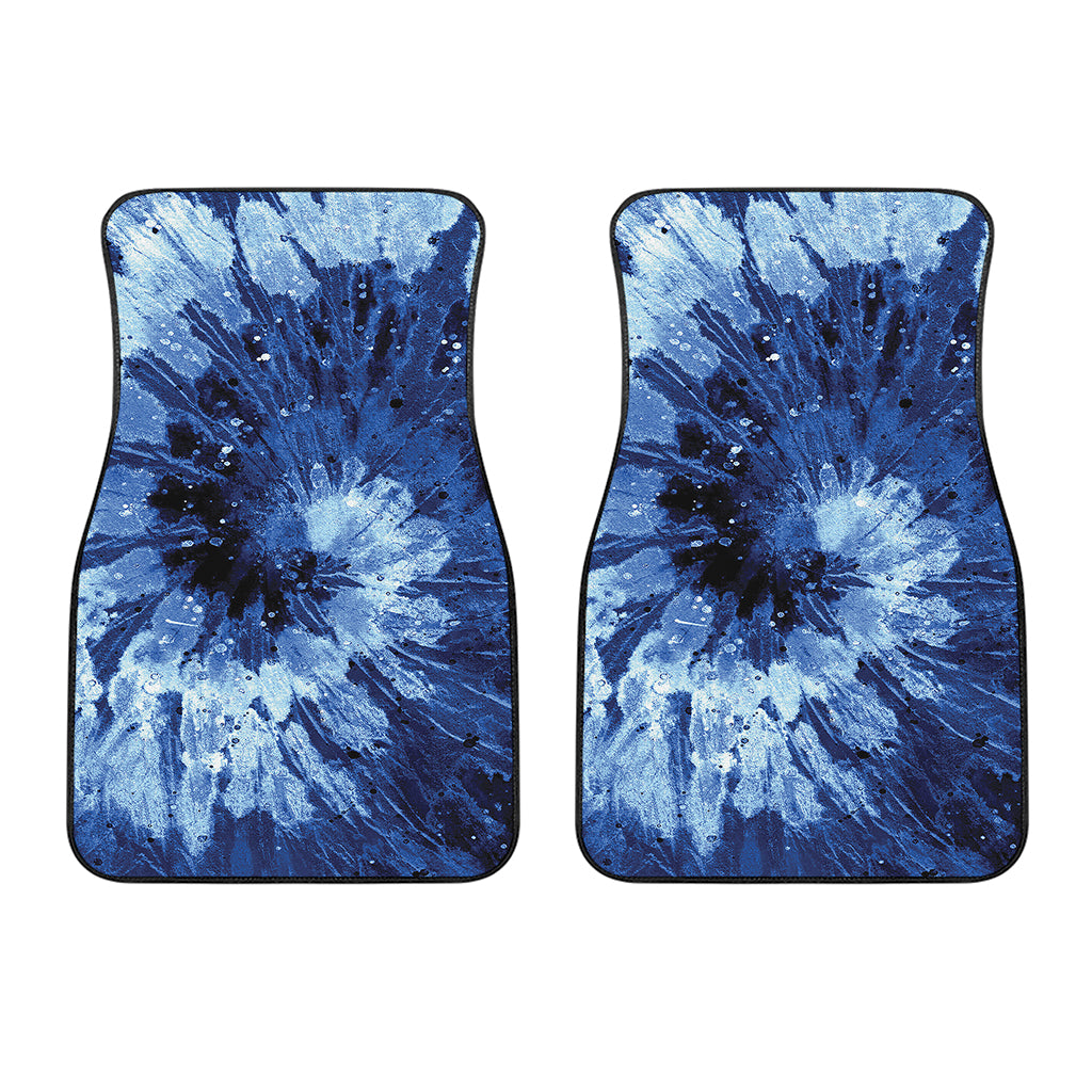 Blue And Black Tie Dye Print Front Car Floor Mats