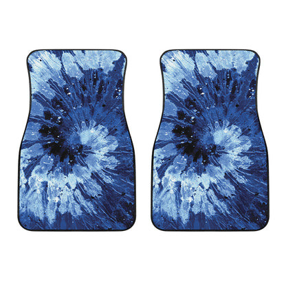 Blue And Black Tie Dye Print Front Car Floor Mats