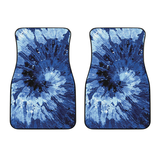 Blue And Black Tie Dye Print Front Car Floor Mats