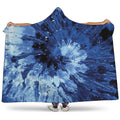 Blue And Black Tie Dye Print Hooded Blanket