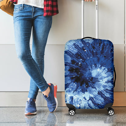 Blue And Black Tie Dye Print Luggage Cover