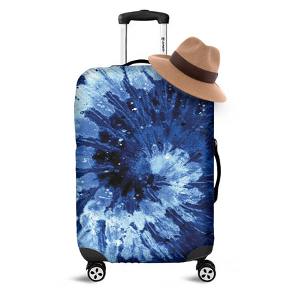 Blue And Black Tie Dye Print Luggage Cover