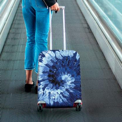 Blue And Black Tie Dye Print Luggage Cover