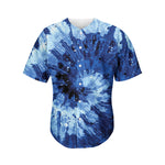 Blue And Black Tie Dye Print Men's Baseball Jersey