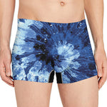 Blue And Black Tie Dye Print Men's Boxer Briefs