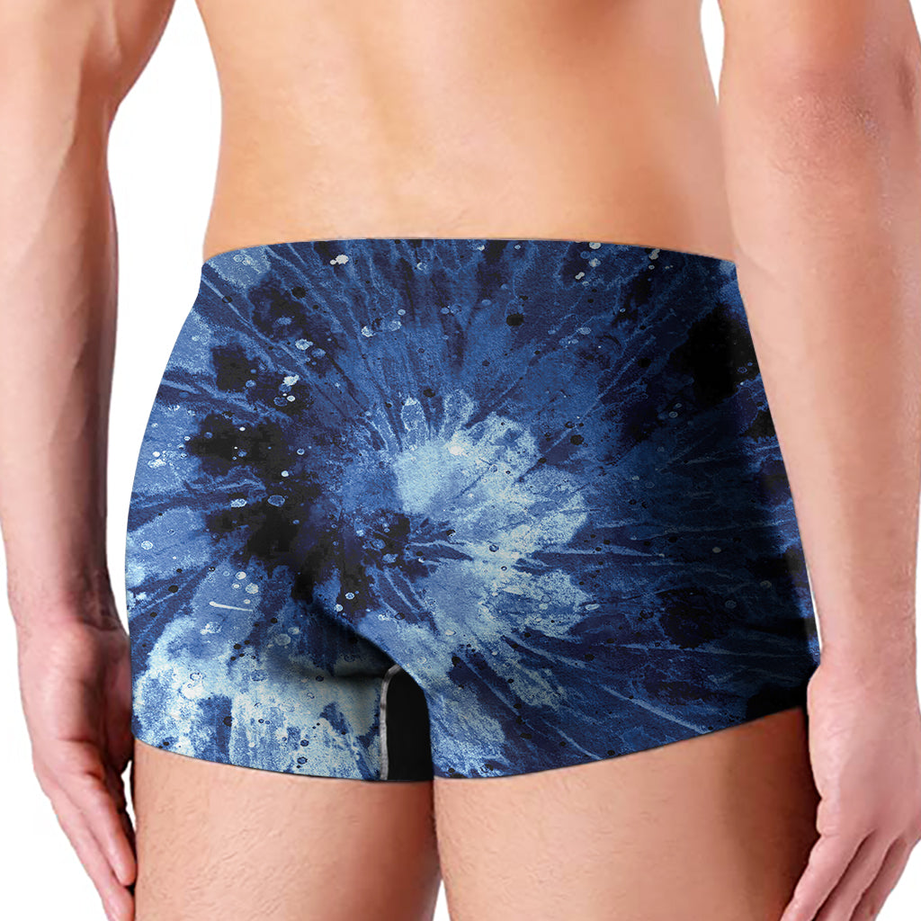 Blue And Black Tie Dye Print Men's Boxer Briefs