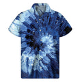 Blue And Black Tie Dye Print Men's Short Sleeve Shirt