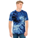 Blue And Black Tie Dye Print Men's T-Shirt