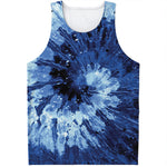 Blue And Black Tie Dye Print Men's Tank Top