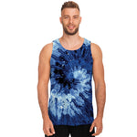 Blue And Black Tie Dye Print Men's Tank Top