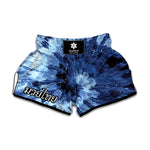 Blue And Black Tie Dye Print Muay Thai Boxing Shorts