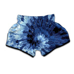 Blue And Black Tie Dye Print Muay Thai Boxing Shorts