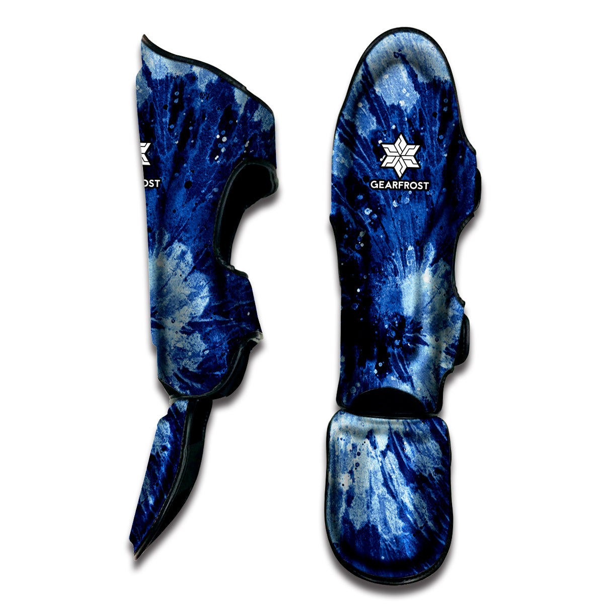 Blue And Black Tie Dye Print Muay Thai Shin Guard